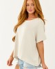 Ivory Ribbed Knit Short Sleeve Relaxed Top