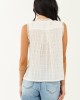 Off White Lace V Neck Cotton Tank Top