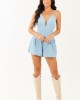 Light Wash Denim Pleated Sleeveless Romper Light Wash Denim Pleated Sleeveless Romper