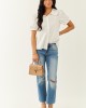 Lovelo Ivory Cotton Button Up Short Sleeve Blouse