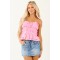 Baby Pink Ruffle Floral Detail Sleeveless Tank Top