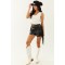 Black Faux Leather Side Fringe Mini Shorts