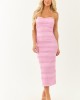 Light Bubblegum Ruffle Lace Strapless Midi Dress