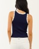 Flying Tomato Navy Stretchy Ribbed Knit Tank