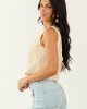 Lovelo Cream Raised Embroidery Cropped Tank Top