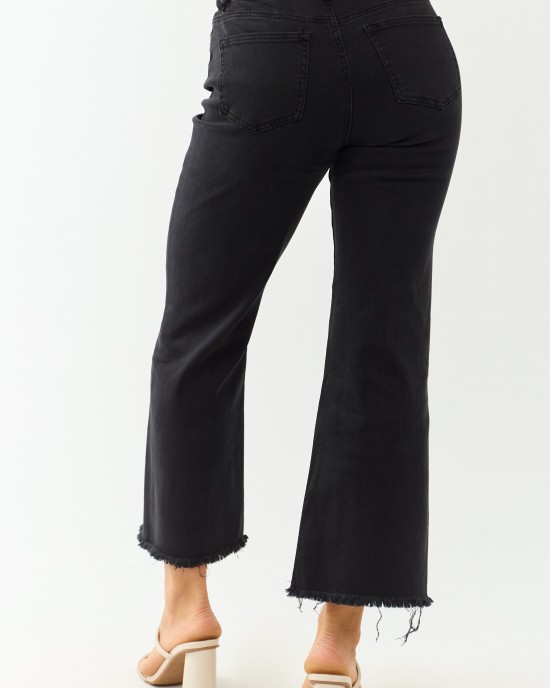 Black Stretchy Acid Wash Bootcut Jeans