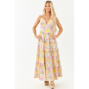 Blush Floral Print Sleeveless Cotton Maxi Dress