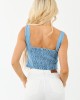 Medium Wash Denim Smocked Back Cropped Tank Top