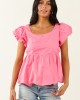 Lovelo Bubblegum Short Puff Sleeve Cotton Top