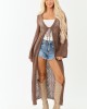 Mocha Tie Front Flare Sleeve Knit Duster Cardigan