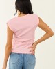 Baby Pink Terry Rib Knit Ruched Side Tank Top