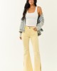 Risen Buttercream Side Slit Stretchy Flare Jeans