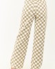 Olive and Ivory Checkered Denim Wide Leg Pants