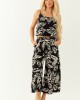 Black Leaf Print Cami Top and Wide Leg Pant Set Black Leaf Print Cami Top and Wide Leg Pant Set
