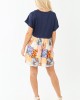 Navy Patchwork Skirt Contrast Knit Mini Dress