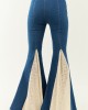 Medium Wash Super Flare Lace Hem Stretchy Jeans Medium Wash Super Flare Lace Hem Stretchy Jeans