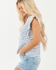 Dusty Blue and Ivory Striped Cap Sleeve Top