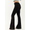 Black Lace Contrast Stretchy Flare Leg Jeans