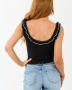 Black Ruffle Neck Bow Detail Tank Top Black Ruffle Neck Bow Detail Tank Top