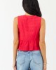 Crimson Textured Cotton Open Front Tank Top