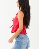 Crimson Textured Cotton Open Front Tank Top