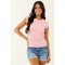 Baby Pink Terry Rib Knit Ruched Side Tank Top
