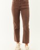 Coffee Cropped High Rise Stretchy Straight Jeans