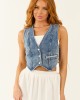Medium Wash Vintage Denim Button Up Vest