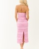 Light Bubblegum Ruffle Lace Strapless Midi Dress