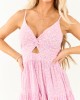 Orchid Ditsy Floral Twist Bust Sleeveless Romper