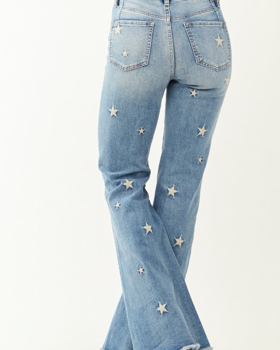 Mica Denim Medium Wash Stretchy Star Flare Jeans Mica Denim Medium Wash Stretchy Star Flare Jeans