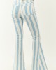 Powder Blue Striped Stretchy High Rise Flare Jeans Powder Blue Striped Stretchy High Rise Flare Jeans