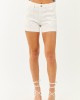 White High Rise Stretchy Denim Utility Shorts