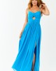 Azure Flowy Chiffon Front Twist Maxi Dress