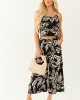 Black Leaf Print Cami Top and Wide Leg Pant Set Black Leaf Print Cami Top and Wide Leg Pant Set