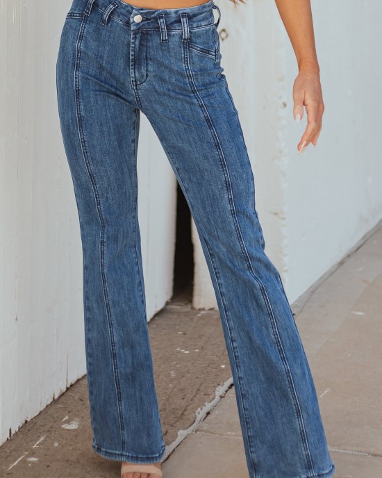 Saige Medium Dark Wash Flare Leg Stretchy Jeans Saige Medium Dark Wash Flare Leg Stretchy Jeans