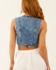Medium Wash Vintage Denim Button Up Vest