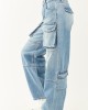 Cello Medium Wash High Rise Distressed Cargo Jeans