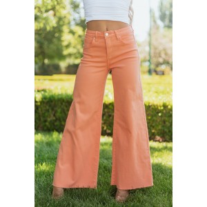 Risen Peach Tummy Control Stretchy Palazzo Jeans