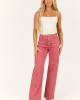 Risen Dark Coral Patch Pocket Wide Leg Jeans Risen Dark Coral Patch Pocket Wide Leg Jeans