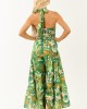 Kiwi Tropical Print Halter Front Tie Jumpsuit Kiwi Tropical Print Halter Front Tie Jumpsuit