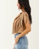 Brown Sugar Faux Suede Fringe Open Front Vest Brown Sugar Faux Suede Fringe Open Front Vest
