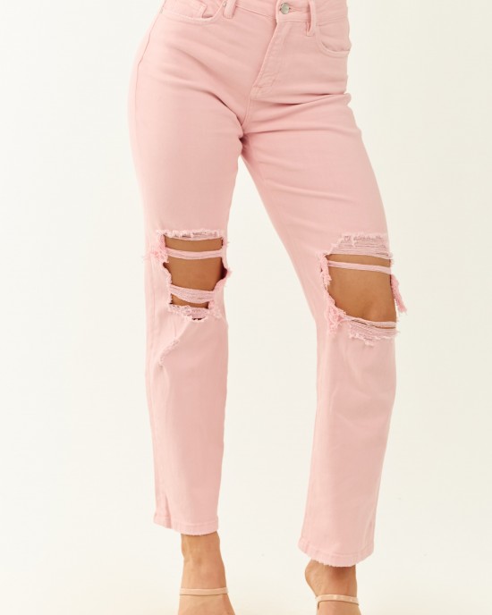 Mica Denim Cherry Blossom Stretchy Straight Jeans
