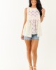 POL Cream Floral Patchwork Fringe Textured Tank Top POL Cream Floral Patchwork Fringe Textured Tank Top