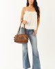Cream Square Neck Ruffle Trim Tank Top Cream Square Neck Ruffle Trim Tank Top