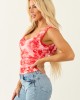 Blush Floral Print Cowl Neck Mesh Tank Top Blush Floral Print Cowl Neck Mesh Tank Top