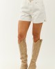 Off White Smocked Waist High Rise Jean Shorts