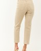 Beige Cropped High Rise Stretchy Straight Jeans