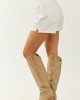 Off White Smocked Waist High Rise Jean Shorts