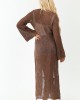 Mocha Tie Front Flare Sleeve Knit Duster Cardigan